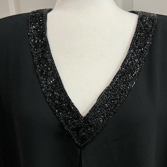 Vintage Julian Wilder black bead formal top size 20 - Picture 3 of 14